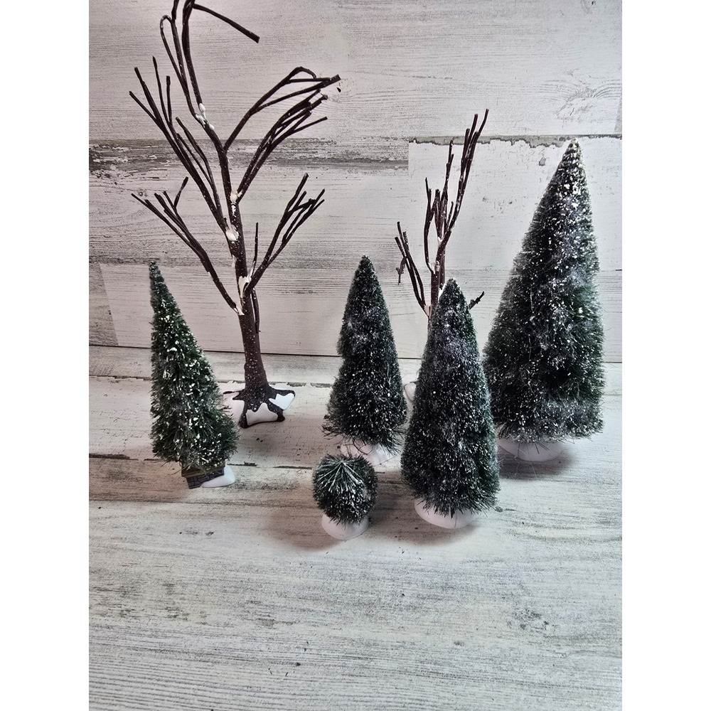 Dept 56 Village Accessories Snow Capped Christmas Trees, Branch Tree Lot (7)